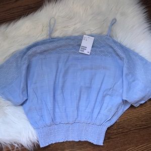 NWT H&M cold shoulder light blue top